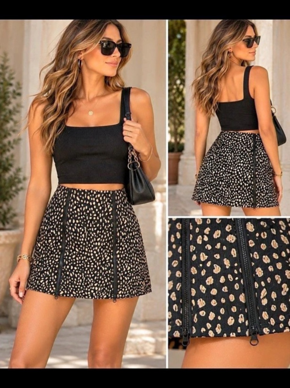 Urban Outfitters Animal Print Mini Skirt in Black & Orange Size XS